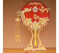 MSWgjYRQ Éventail décoratif pour mariage - Nœud de groupe de mariage - Fait à la main - Fleurs chinoises vintage - Décoration de photographie LC09 - Éventails pliants décoratifs (C2 sans ventilateur)