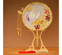 MSWgjYRQ Éventail décoratif pour mariage - Nœud de groupe de mariage - Fait à la main - Style vintage chinois - Décoration de photographie LC09 - Éventails pliants décoratifs (B1 sans ventilateur)