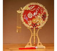 MSWgjYRQ Éventail décoratif pour mariage - Nœud de groupe de mariage - Fait à la main - Style vintage chinois - Décoration de photographie LC09 - Éventails pliants décoratifs (B2 sans ventilateur)