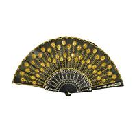 MSWgjYRQ Éventail pliable en dentelle et soie de style chinois pour danse, fête de mariage - Ivoire - 2021 - Éventail décoratif pliable (jaune)
