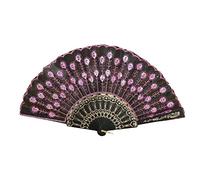 MSWgjYRQ Éventail pliable en dentelle et soie de style chinois pour danse, fête de mariage - Ivoire - 2021 - Éventail décoratif pliable (rose)
