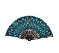 MSWgjYRQ Éventail pliable en dentelle et soie de style chinois pour danse, fête de mariage, ivoire, 2021 - Éventail décoratif pliable (bleu ciel)