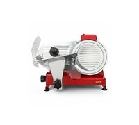H.Koenig Trancheuse électrique à viande MSX254, charcuterie, professionnelle, précise,coupe 0-12 mm,lame 25 cm,aiguiseur intégré,large plateau,282 rpm, Rouge