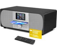 MSY6 Chaîne Hi-FI Stéréo Bluetooth (Dab+, Lecteur CD, 100W, Meuble en Bois Acoustique, Système Stéréo Puissant, USB, AUX, Radio FM, Transmission Bluetooth, 40 Présélections) Anthracite