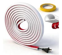 msymsyu Goulotte Adhesive Cable 1.5mx6mm, 1pcs Baguette Cache Cable Blanche | Ouverture le bas, Cache-câbles PVC, avec 1R 10mmx15m Ruban Adhésif Tissu, Mini-goulotte pour le Bureau ou la Maison