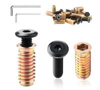 msymsyu Insert Fileté Pour Bois 25 Pièces Insert Fileté Bois M6 Inclus Vis en acier au carbone M6x22mm Manchon M6x20mm avec 2 clés Hexagonales en Nickel Pour Assemblages de Meubles en DIY