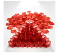 msymsyu Lot de 27 bougies chauffe-plat rouges en forme de cœur - 4 x 1,5 cm - Coque transparente - Sans parfum - Avec 500 pétales de rose - Décoration pour Saint-Valentin, mariages