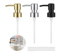 msymsyu Lot de 3 pompes de rechange pour distributeur de savon - Filetage | Distributeur de savon en plastique, doré/argenté/noir, différents types de bouteilles, pour savon à mains, shampoing