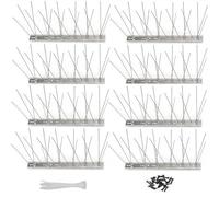msymsyu Lot de 8 pics anti-pigeons 2M - 12 cm x 25 cm - En acier inoxydable - Avec 20 serre-câbles - Argenté - Pour véranda, jardin, abri de voiture - 25 cm