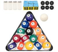 MSYU Boules de billard avec craies de queue, support de boules triangulaire, remplacement des pointes et autocollants de table, accessoires de table de billard