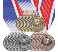 MSYU Lot de 30 médailles de récompense en métal doré et argenté avec ruban pour le cou, 1er, 2e et 3e prix pour enfants, adultes, prix de la journée sportive, compétitions de gymnastique, cadeaux de