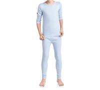 MT Ensemble de sous-vêtements de ski et thermiques pour enfants - Sous-vêtements d'hiver pour garçons et filles, bleu glace, 134-140