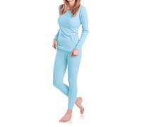 MT Ensemble de sous-vêtements de ski et thermiques pour femme - Sous-vêtements chauds à manches longues avec intérieur doux, bleu glace, XL