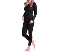 MT Ensemble de sous-vêtements thermiques et de ski pour femme - Sous-vêtements chauds à manches longues avec intérieur en polaire., Noir , M