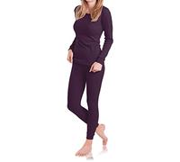 MT Ensemble de vêtements thermiques et de ski pour femme - Sous-vêtements chauds à manches longues avec intérieur doux, lilas, XL