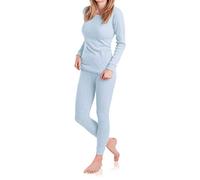 MT Ensemble de vêtements thermiques et de ski pour femme - Sous-vêtements chauds à manches longues avec intérieur doux, bleu glace, M