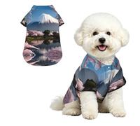 Mt. Fuji au début du printemps L Chemise hawaïenne pour petits chiens - Tenue de plage d'été mignonne pour chiot - Vêtement doux et respirant avec boutons
