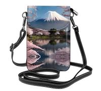 Mt. Fuji au début du printemps Petit portefeuille à bandoulière avec rabat pour téléphone, parfait pour le shopping, les voyages et une utilisation quotidienne.