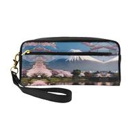Mt. Fuji au début du printemps Petite trousse de maquillage élégante double face imprimée portable sac de rangement multifonction pour femme