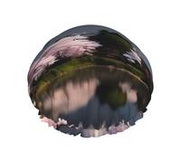 Mt. Fuji In Early Spring Bonnet de douche réutilisable double couche imperméable avec cordon élastique pour le nettoyage de la maison