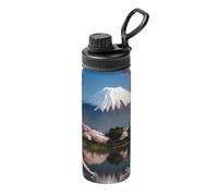 Mt. Fuji in early spring Bouteille thermos de sport en acier inoxydable 532 ml Impression complète Convient pour l'extérieur, les transports et le camping