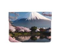 Mt. Fuji In Early Spring Housse en cuir pour ordinateur portable 13 pouces - Étui de protection en cuir PU pour MacBook, sac d'ordinateur fin pour les voyages quotidiens