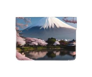 Mt. Fuji In Early Spring Housse en cuir pour ordinateur portable 13 pouces - Étui de protection en cuir PU pour MacBook, sac d'ordinateur fin pour les voyages quotidiens