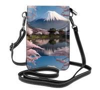Mt. Fuji In Early Spring Petit sac à main pour téléphone portable, sac à bandoulière imprimé floral, mini portefeuille en cuir synthétique avec bandoulière, fermeture magnétique sécurisée.