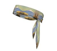 Mt. Fuji in the Distance Prints Bandana de sport double face avec sangles anti-transpiration et respirant adapté pour la course et le fitness.