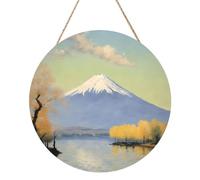 Mt Fuji in the Distance Prints Panneau en bois rond 30,5 cm Décoration d'intérieur pour fenêtres, murs et couloirs