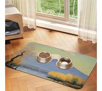 Mt. Fuji In the Distance Tapis d'alimentation en similicuir absorbant l'eau 30 x 45 cm antidérapant durable pour gamelles de chat et chien
