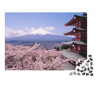 MT. Fuji, Japan Puzzle De 1000 Pièces Sakura Puzzle pour Adultes Puzzles Adultes Décoration Moderne Jeu De Team Building Cadeau pour Les Amants Jeu Cadeau Unique 1000pcs (75x50cm)