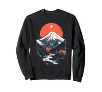 Mt Fuji Japon Nature Coucher de Soleil Rivière Encre Style Sweatshirt