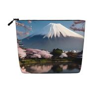 Mt. Fuji Trousse de maquillage style chanvre au début du printemps - Pochette de rangement étanche pour produits de toilette de voyage et rangement quotidien