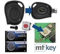 mt-key Kit de réparation pour boîtier de clé télécommandée et clé de voiture infrarouge 1 x boîtier + 1 x micro bouton + 2 x piles CR2016 pour Renault