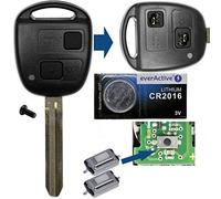 mt key Télécommande pour clé de voiture - 1 boîtier 2 boutons TOY43 blanc + 1 clavier + 2 micro-boutons + 1 pile CR2016 pour Toyota