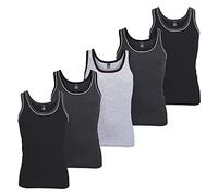 MT Lot de 5 débardeurs mélangés pour homme en coton côtelé fin sans manches, noir/gris, L