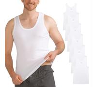 MT Lot de 6 Maillots de Corps Classiques pour Homme, Finement côtelés ou Double Maille côtelée, 100% Coton peigné, Blanc - Blanc - M
