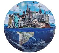 MT Majami Puzzle 1000 pièces Rond 69 x 69 cm Monuments paysages scéniques Globe du Monde Miracle Bouddha Statue de la liberté entraînement cérébral Jigsaw