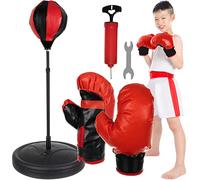 ISO TRADE PIO Set de boxe punching ball avec sac de frappe et gants Rouge G