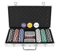 MT MALATEC Texas Holdem 23528 Kit de poker avec mallette de poker en aluminium verrouillable 2 jeux de cartes, 300 jetons de poker, 5 dés