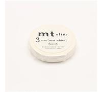 MT MASKING TAPE Slim Set de 3 rouleaux adhésifs de décoration en papier washi 3mm x 7m, Blanc/Matte White