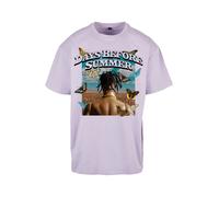 MT Upscale T-Shirt 'Days Before Summer' bleu clair / noisette / violet pastel / noir, Taille M