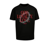 MT Upscale T-Shirt 'God Loyalty Love' gris / rouge / noir, Taille L