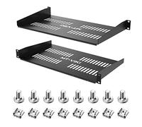 MT-Viki 2 pièces 1U 19 Pouces étagère pour Armoire réseau 1U perforé Serveur de Montage en Rack pour armoires réseau 19 Pouces 22kg 250mm de Profondeur étagère 2 pièces