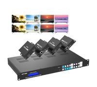 MT-VIKI 4K 4x4 HDMI Extender Matrix 4 entrées 12 sorties - UltraHD 4K @ 60 Hz 4:4:4 sur un seul câble CAT5e/6/7 avec contrôle infrarouge, RS-232, jusqu'à 70 m, 4 récepteurs inclus