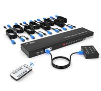 MT-VIKI 4K30Hz KVM HDMI Commutateur 8 ports avec télécommande infrarouge 8 câbles KVM sélecteur de bureau 4 ports USB 2 racks