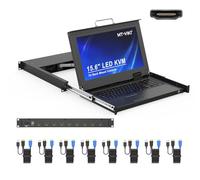 MT-VIKI 8 Ports HDMI KVM Konsole 1U Rackmount KVM Konsole mit 15.6'' LCD Monitor 1080P All-in-ONE intégré Touchpad+Tastatur+Schublade+OSD/Hotkey