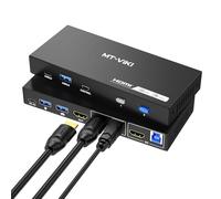 MT-VIKI Commutateur KVM USB 3.0 HDMI 2 ports 4K@60Hz/2K@144Hz Commutateur KVM 2 ordinateurs 1 moniteur avec 3 ports USB-A+ 1 Type-C