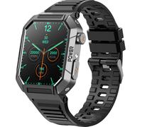 MT90 Smartwatch, écran tactile 2,02 pouces | BT 5.3 | IP68 étanche | résolution 320*385 | surveillance de la santé | enregistrement des sports, métal + PC + bracelet en silicone, noir